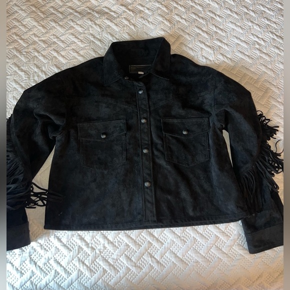 Blank NYC Black Suede Fringe Jacket - Picture 5 of 6